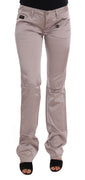 Beige Cotton Slim Fit Jeans