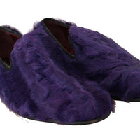 Purple Sheep Fur Leather Loafers