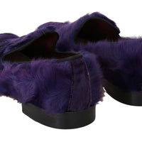 Purple Sheep Fur Leather Loafers