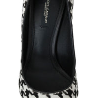 White Black Hair Leather Pumps