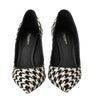 White Black Hair Leather Pumps