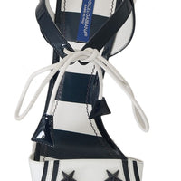 Blue White Leather Sandals MARINA Shoes