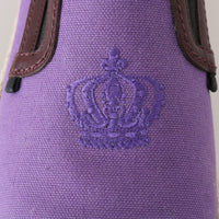 Purple Cotton Leather Crown Loafers
