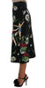 Black Embellished Daisy Brocade Skirt