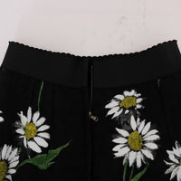 Black Embellished Daisy Brocade Skirt