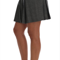 Gray Wool High Waist Mini Shorts