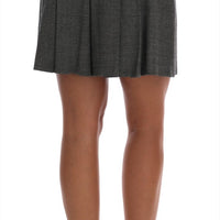 Gray Wool High Waist Mini Shorts