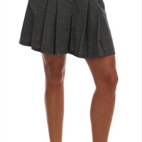 Gray Wool High Waist Mini Shorts