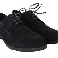 Black Suede Leather Formal Derby Shoes