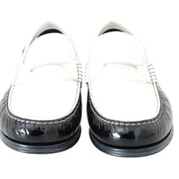 Black White Leather Loafers