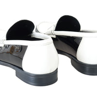 Black White Leather Loafers