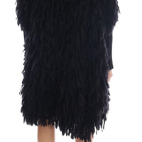 Black Fringes Wool Pullover Sweater