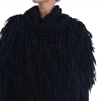 Black Fringes Wool Pullover Sweater