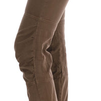 Brown Cotton Casual Slim Fit Pants