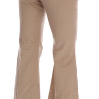 Beige Cotton Bootcut Pants