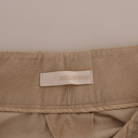 Beige Cotton Bootcut Pants