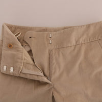 Beige Cotton Bootcut Pants