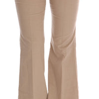 Beige Cotton Bootcut Pants