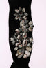 Black Knitted Floral Clear Crystal Socks
