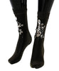 Black Stretch Floral Clear Crystal Socks