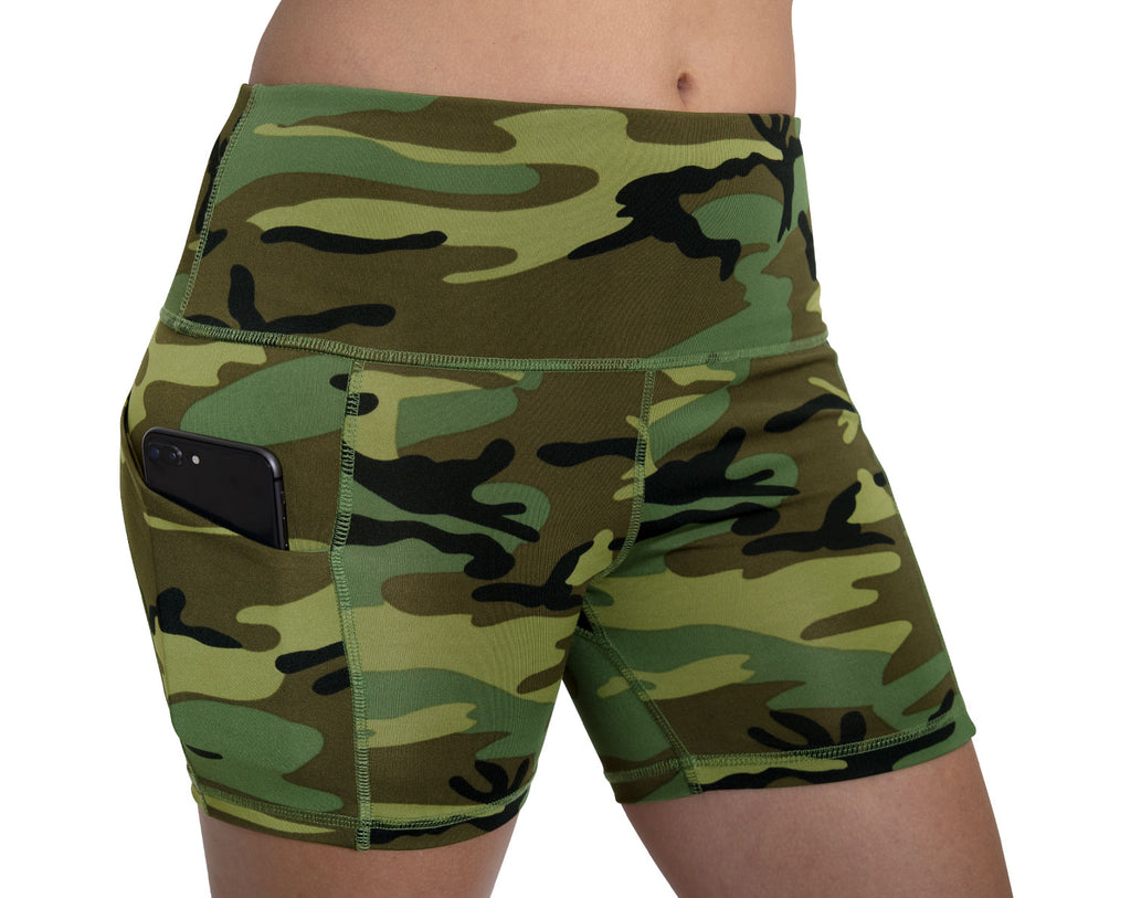 Womens Camo Workout Performance Legging Shorts