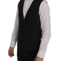 Black Wool Stretch Vest