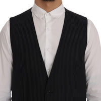 Black Wool Stretch Vest