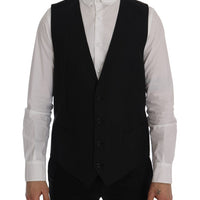 Black Wool Stretch Vest