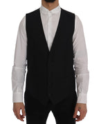 Black Wool Stretch Vest