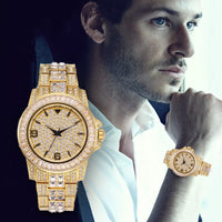 Baguette CZ Diamond  Elegant Quartz Men's Watch