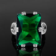 15x20mm Large 6ct Emerald 925 Sterling Silver Ring