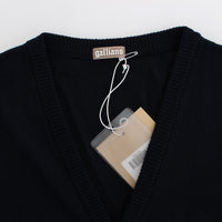 Blue Wool Button Down Logo Cardigan