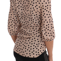 Beige Polka Dotted Silk Blouse