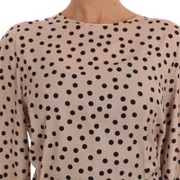 Beige Polka Dotted Silk Blouse