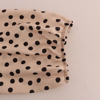 Beige Polka Dotted Silk Blouse