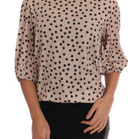 Beige Polka Dotted Silk Blouse