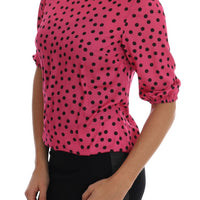 Pink Polka Dotted Silk Blouse