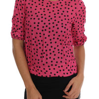 Pink Polka Dotted Silk Blouse