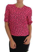 Pink Polka Dotted Silk Blouse