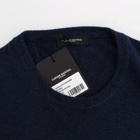 Blue Wool Crewneck Pullover Sweater