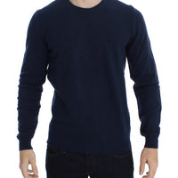 Blue Wool Crewneck Pullover Sweater