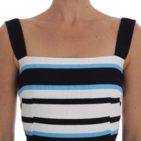 Blue White Striped Cotton A-Line Dress