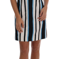Blue White Striped Cotton A-Line Dress