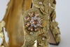 Gold Floral Crystal Mary Janes Pumps