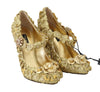 Gold Floral Crystal Mary Janes Pumps