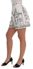 White Green Sicily Motive Print Shorts