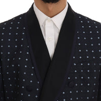 Blue Silk Double Breasted 3 Piece Suit