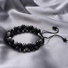 2 Layer 8mm Stone Bead Bracelet for Men Handmade Adjustable Size (Black Onyx & Labradorite) - Hull Hill