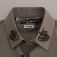 Beige Crystal Bee GOLD SLIM Fit Shirt