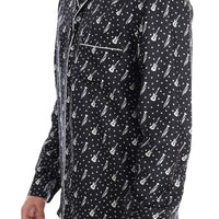 Black Silk White JAZZ Print Casual Shirt